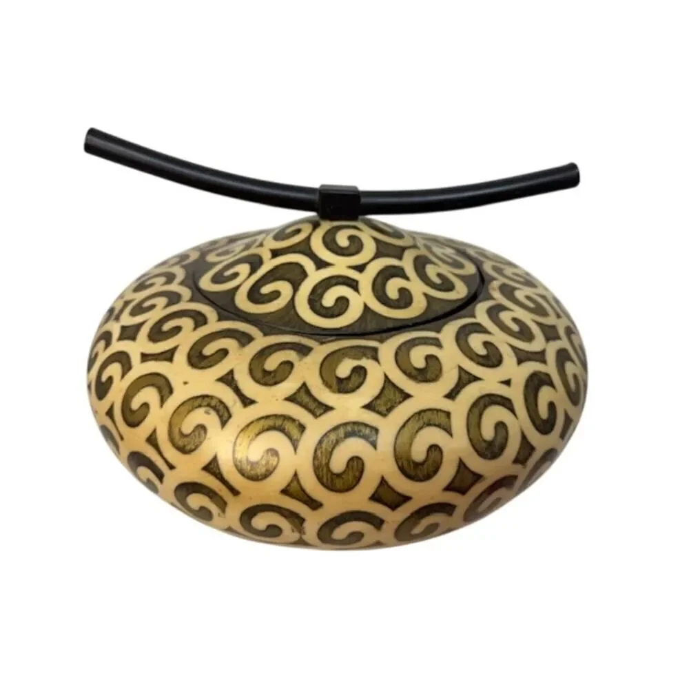 Painted Tobacco Box Ginger Jar Swirls Large 13